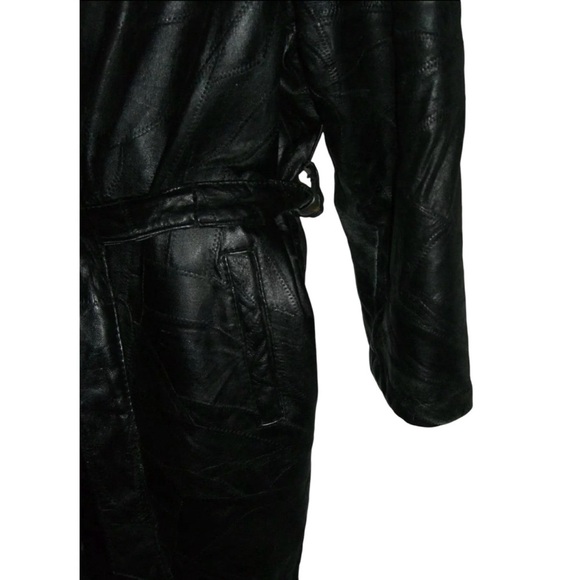 Leather Jacket Vintage 90's Trench Textured Italian Goth Punk alt egirl y2k 2X - Picture 10 of 14